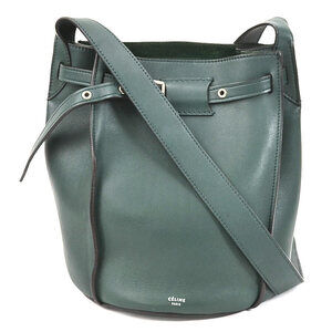 Celine Big Bucket Shoulder Bag Dark Green Leather